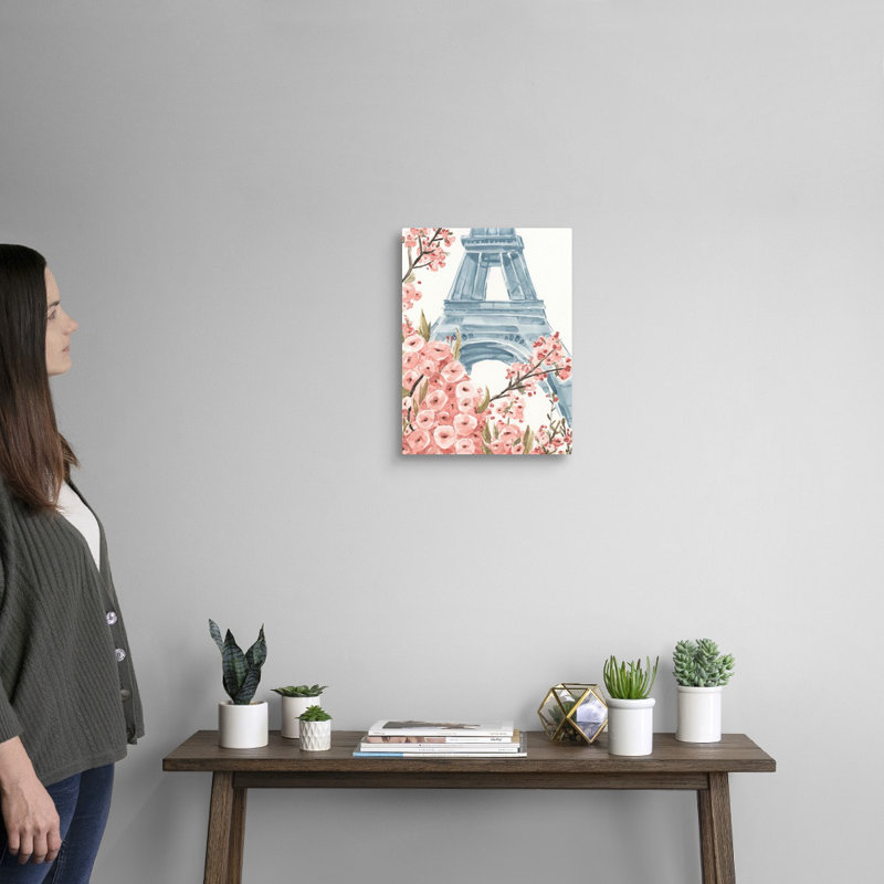 «Paris Cherry Blossoms I», reproduction d'art sur toile, Toile tendue, H 16 po x l 12 po x P 1,25 po