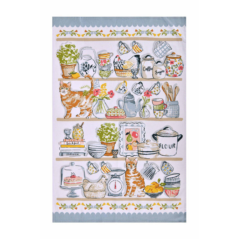 Pantry Cats Floral Tea Towel Kitchen Towel