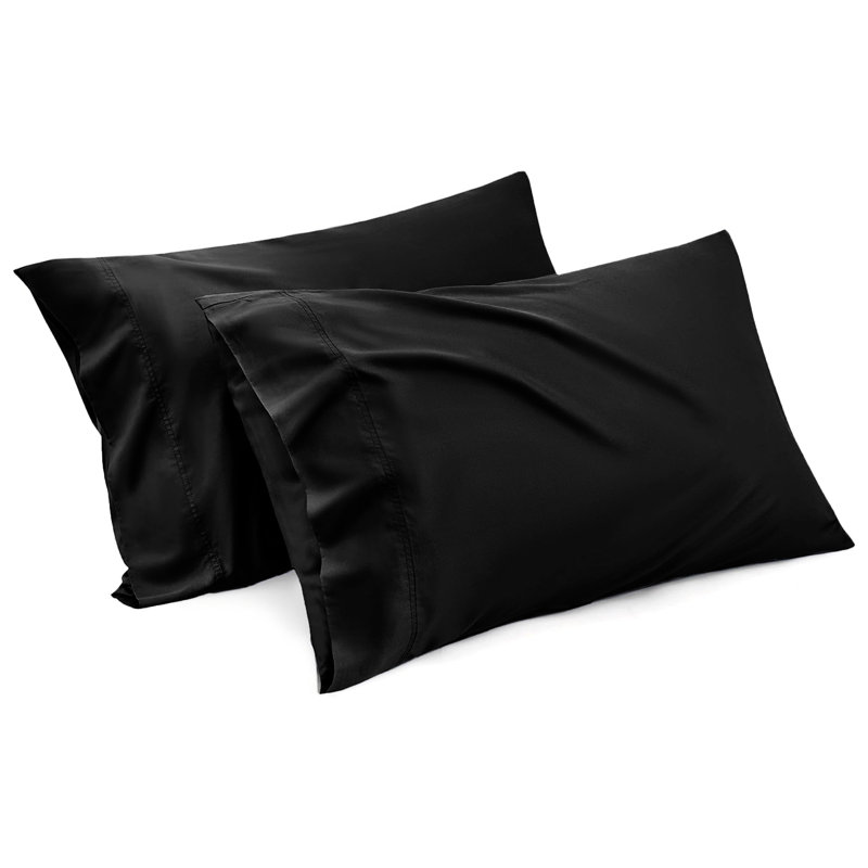 Aspire Homeware Super Soft & Breathable Microfiber Dyed Pillowcase (Pack Of 2), Black