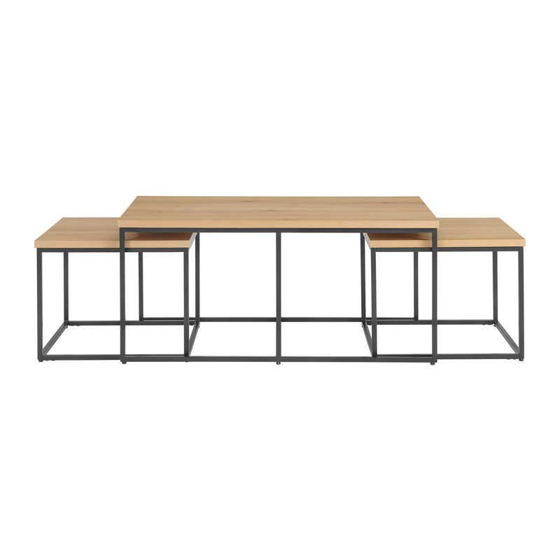 Alaterre Furniture Coffee Table Set - 3PC Industrial Nesting Tables with Large Table and Side Tables