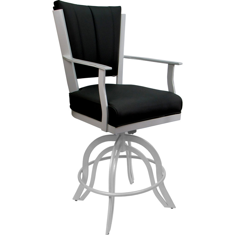 Tabouret de comptoir pivotant en cuir en métal - Siège de 26 po, Noir / blanc