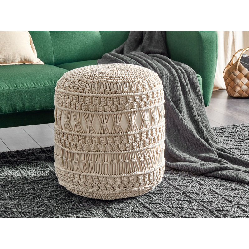 Cobina 45cm Wide Round Pouf Ottoman, Beige