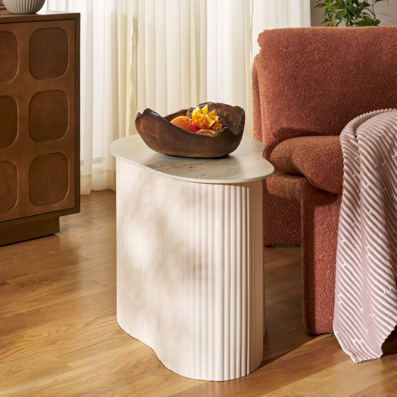 Petite table d'appoint MTP, H 18,11 po x l 24,41 po x P 16,54 po, Beige