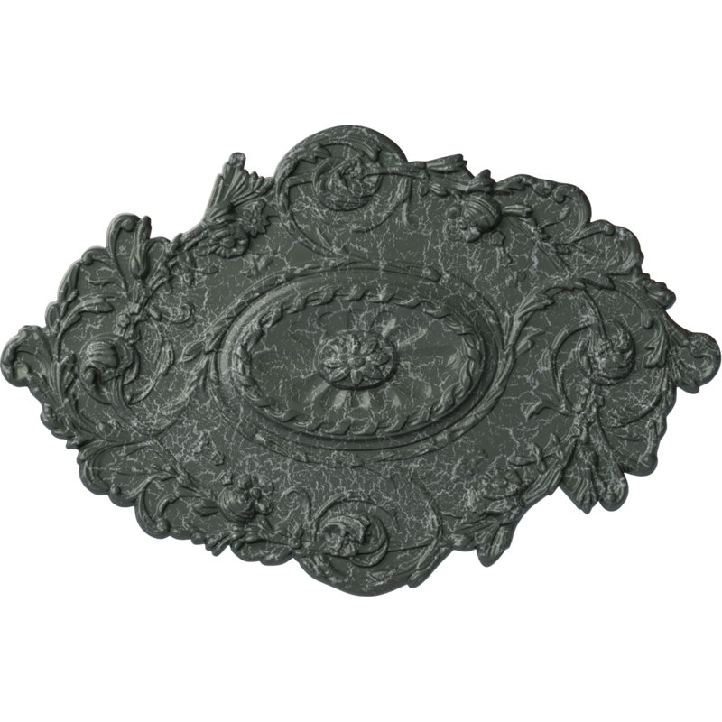 Endurathane Strasbourg Ceiling Medallion, 30 1/2"W x 20"H x 1 1/2"P, Hand-Painted Athenian Green Crackle Finish