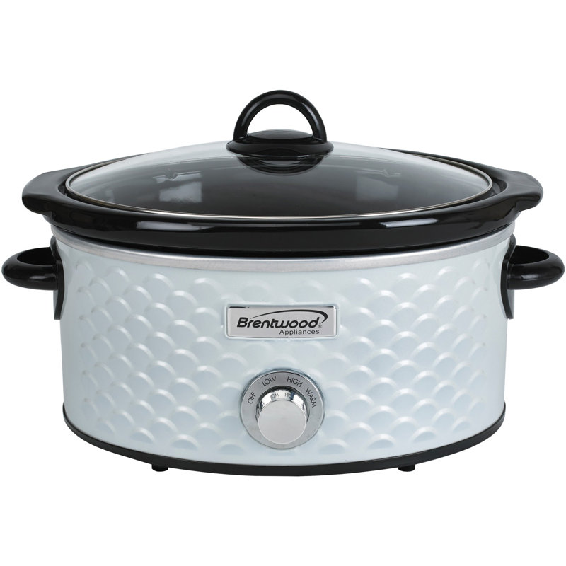 Cuiseur lent à motif brentwood appliances 4,5 qt., Blanc