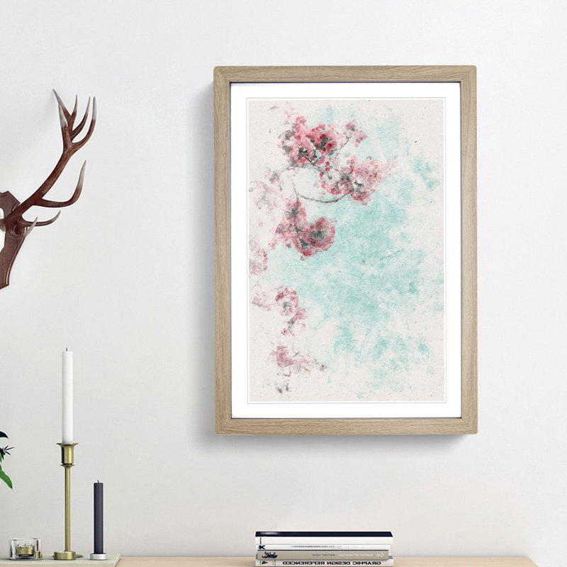 Cherry Blossom Tree Branches - Picture Frame Painting Print, 33cm H x 24cm W x 2cm D, Oak Framed