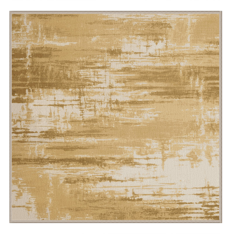 Machine Washable Abstract Brown Area Rug, Square 7'