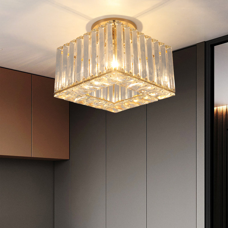 Mini Semi Flush Mount Ceiling Light Modern Chandelier For Bedroom, Hallway, Kitchen, Or Dining Room – E27, Gold