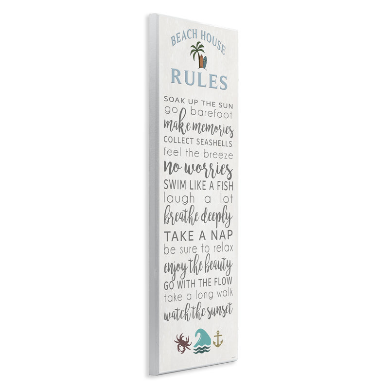 Plaque murale amusante "Fun activités Beach House Rules", design par Seven Trees Design