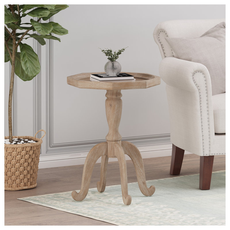 Table d'appoint en panneau de fibres à densité moyenne naturel et blanc avec motif champêtre - l 18,25 po x P 18,25 po x H 25 po