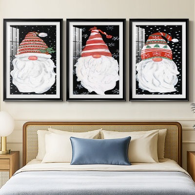Winter Home Gnome  -Custom Framed  Premium Print W Matt - 3 Pieces