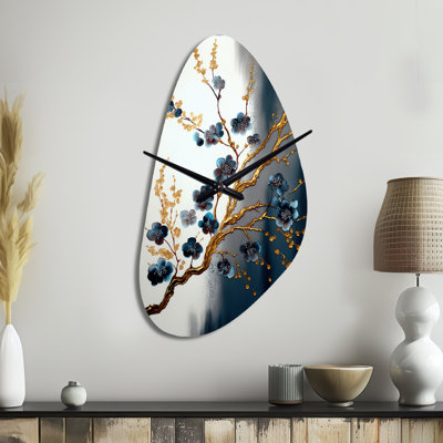 Horloge murale en forme de fleur de cerisier bleu V - Bonsai