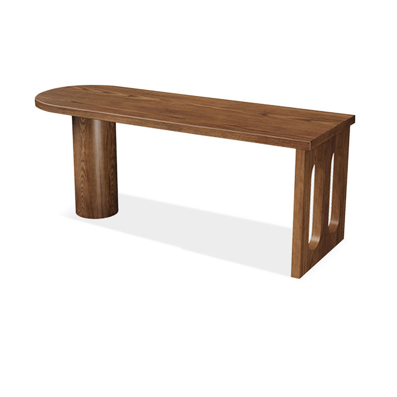 Bureau brun en bois massif en forme de U, H 29,53 po x l 62,99 po x P 23,62 po
