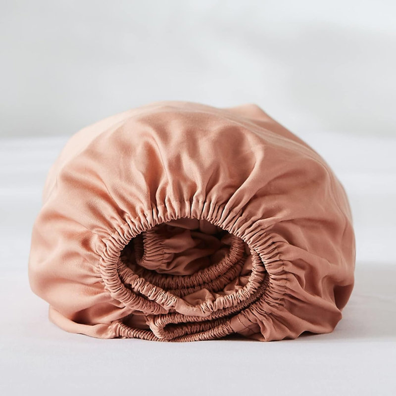 100% Rayon From Bamboo Cooling Fitted Bottom Sheet Only 1 Piece, Coral, King Fitted Sheet