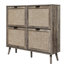 Étagère à chaussures gris foncé, 4 portes autoportantes, capacité de charge de 88 lb, d'ingénierie, compartimentage double couche, barre horizontale pour vestibule stable, gris, rangement, bar, rehaussé