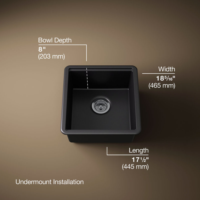 Billings Undermount Bar Sink With Accessories, Matte Black