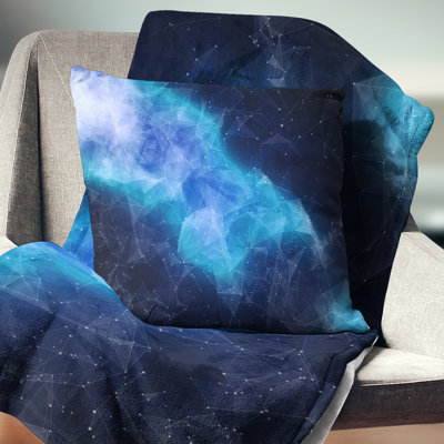 Blue Nebula in Cosmos - Coussin imprimé abstrait