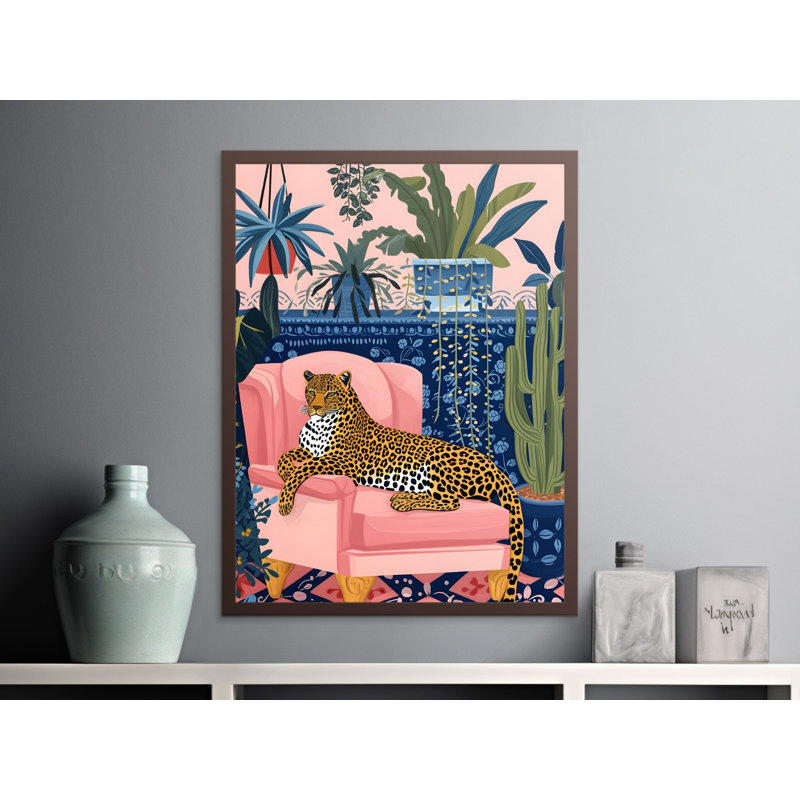 Leopard Wall Art, Botanical Art Print, Jungle Animal Art, Framed Wall Art, Available in Multiple Sizes, Home Decor