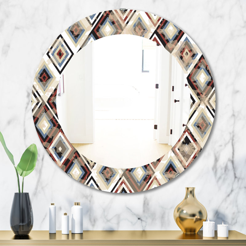 Miroir mural rétro bohémien et éclectique, H 31,5 po x l po
