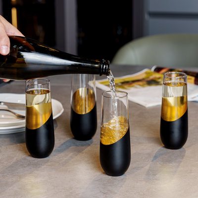 9 oz. Modern Black Gold Champagne Flutes