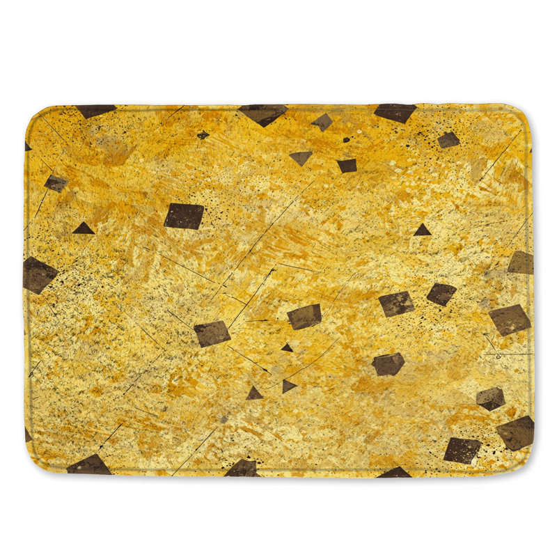 Tapis de bain jaune à motif géométrique abstrait, L 24 po x L 17 po
