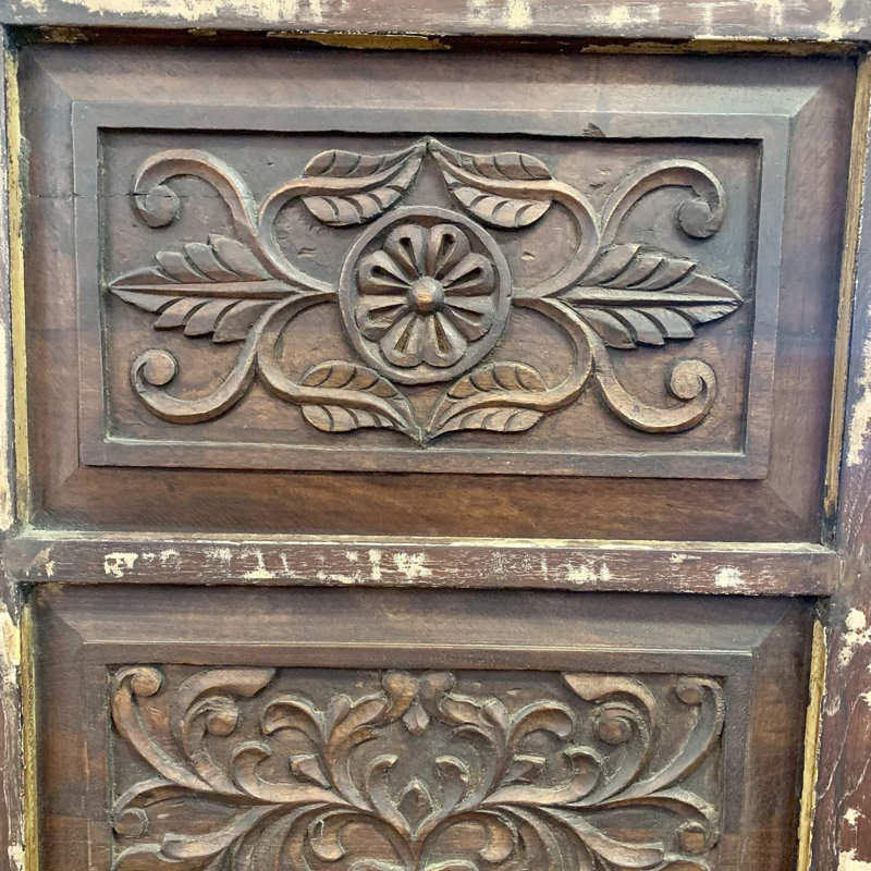 Vintage Carved Single Door 58" Tall Distressed Armoire