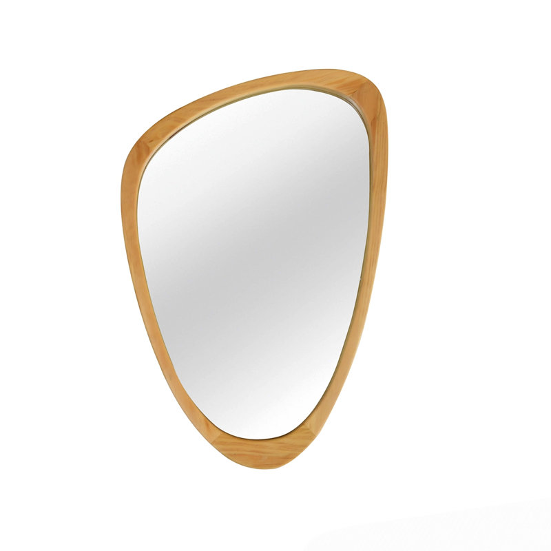 20"x30" Irregular Solid Wood Frame Decorative Mirror, Oak