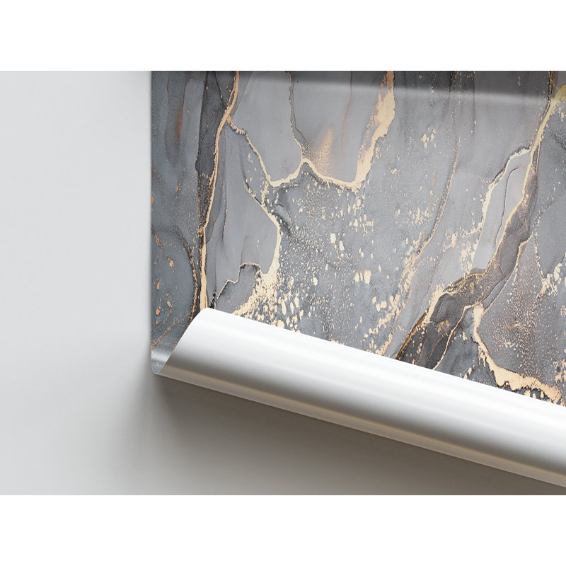 Modern Abstract Art Canvas - Luxury Marble Print Alcohol Ink Poster, Wrapped Canvas, 60 cm H x 90 cm W