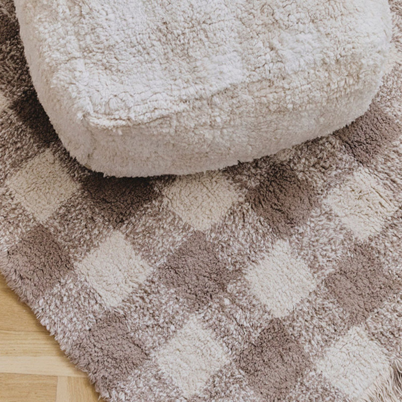 Tapis lavable Vichy, Marron, Rectangle 3 pi x 3 pi 11 po