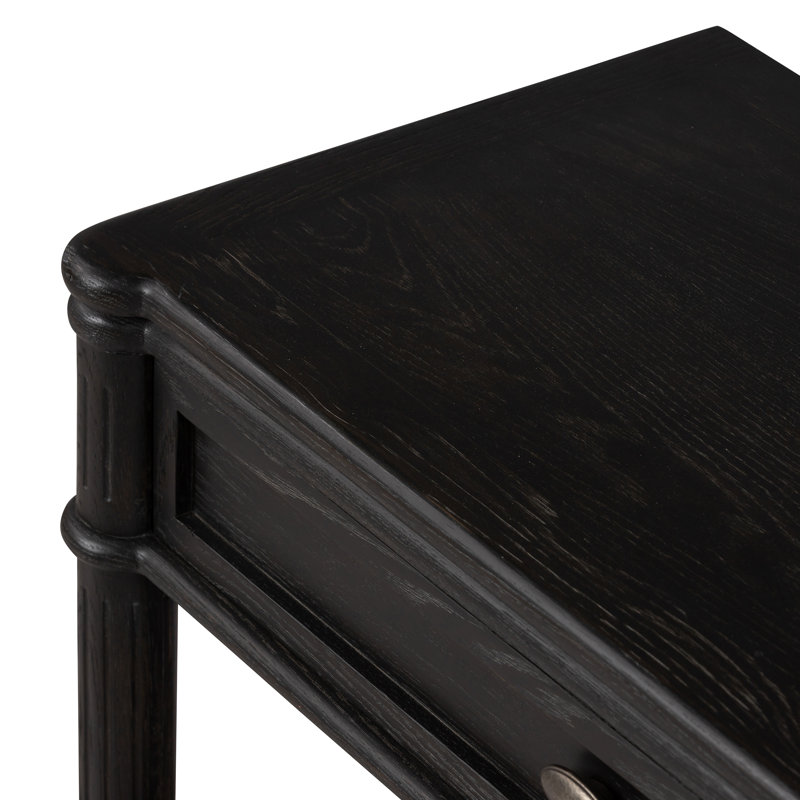 Toulouse 1 - Drawer Solid Wood Nightstand, Distressed Black