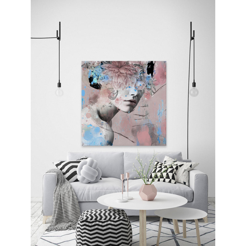 Large Multicolor Floral Headdress Canvas Print Art