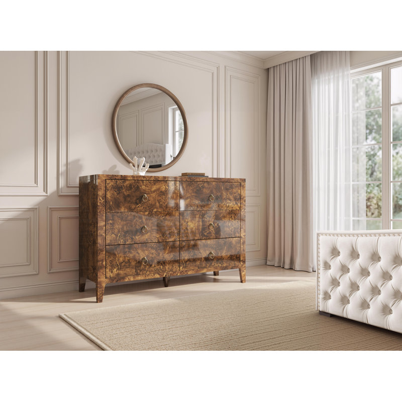 Commode large à 6 tiroirs Dorne, Brun
