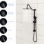 Système de douche à 5 fonctions, noir mat. Tête de 10 pouces et barre coulissante de 26,3 po. Fixation murale, facile à installer. Pluie, massage, modes à bulles. Comprend une tête, un appareil portatif, un tuyau. Buse pour le nettoyage. Aucune trousse de garniture de valve-120997346