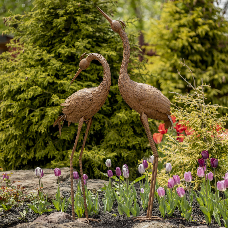 Ensemble de grandes statues de jardin en métal Theressa