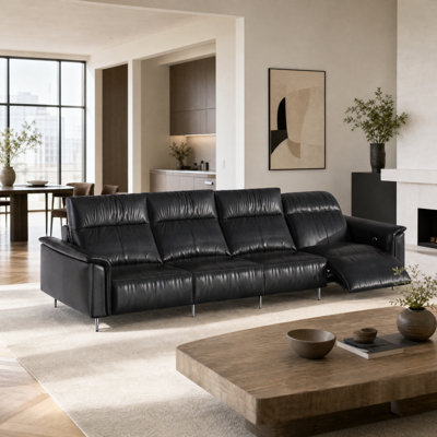 Modern Home Style Sofa with Soft Cushioned Top Grain Leather Upholstery Comfortable and Stylish Seating for Living Room