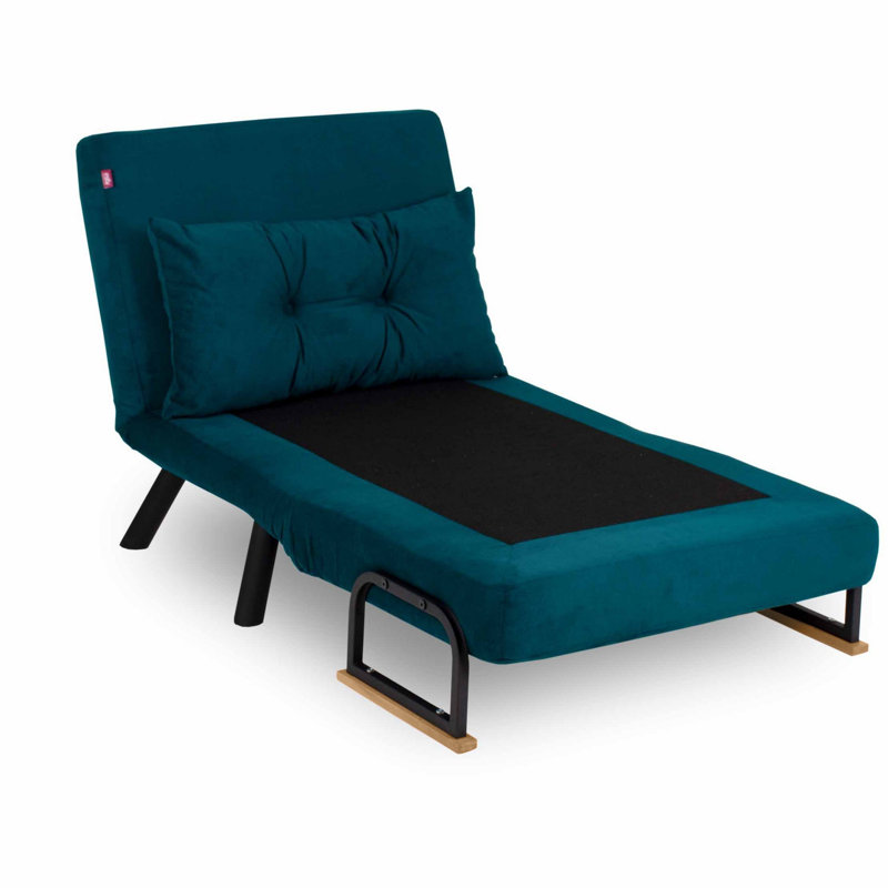Fauteuil futon de 23,6 po Taplin, 100% polyester vert pétrole