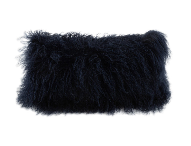 Coussin lombaire décoratif fibre de laine par Auskin Longwool, H 11 po x l 22 po, Bleu marine, Rectangulaire