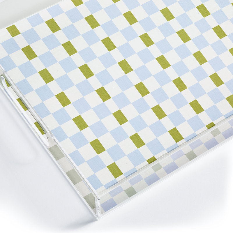 Cassidy Rae Marietta Swiss Cross Remix Acrylic Tray, Cream, Checkered