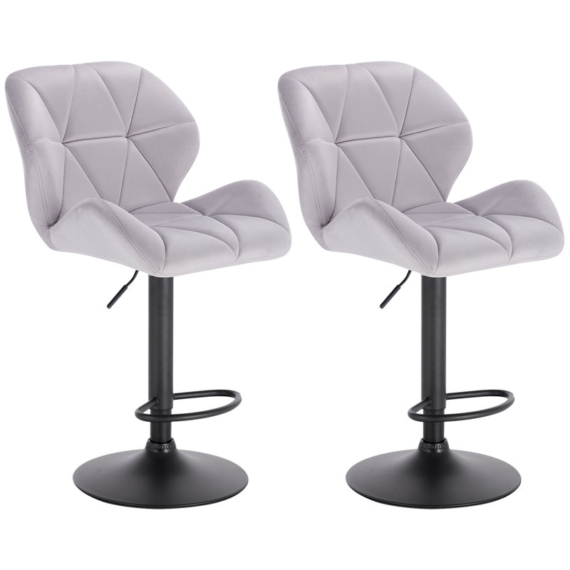 Dequavious Swivel Upholstered Adjustable Height Counter Stool with Metal Frame, Light Grey