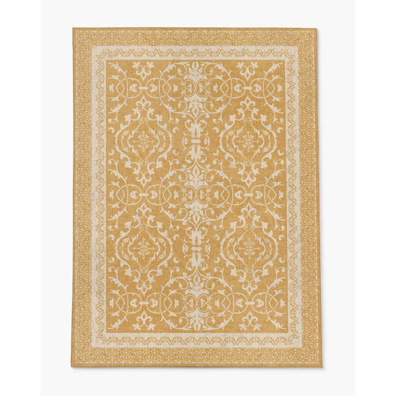 Tapis de chaise rectangulaire à poils courts Rao, L 48 po x L 72 po, Ocre