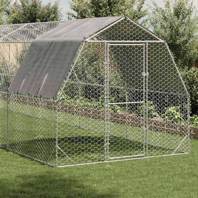  Grand poulailler durable en acier galvanisé gris