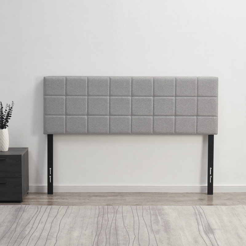 Nest Square Tufted Upholstered Adjustable Headboard, Silver, Full