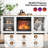 Farmhouse 58'' TV Stand For Tvs Up To 70'' With Electric Fireplace And Adjustable Shelves-1183043708
