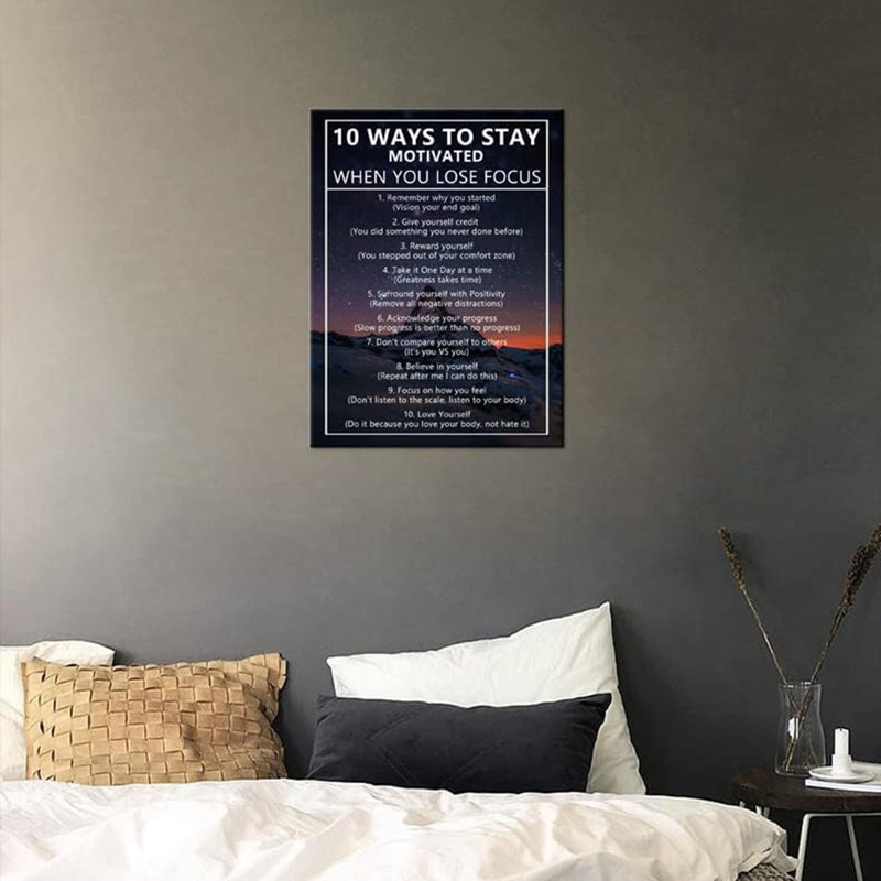 Art inspirant, art mural, 10 façons de rester motivé lorsque vous perdez la mise au point, affiche d'art mural