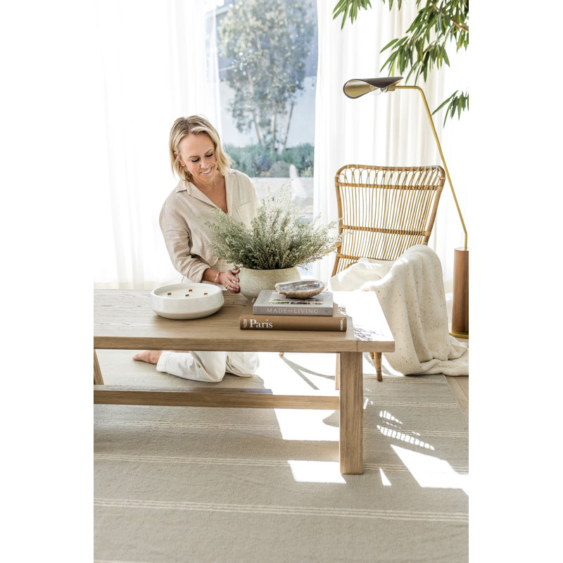 Hand Tufted Striped Area Rug in Blue, Rectangle 6'3" x 9'