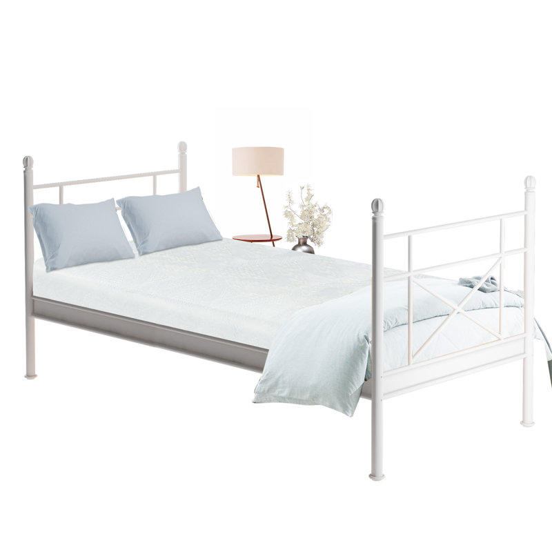 Styer Metal Bed, White, European Single (90 x 200cm)