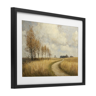 Wheat Road Path Framed Print Under Glass, design by Petal Prints Design