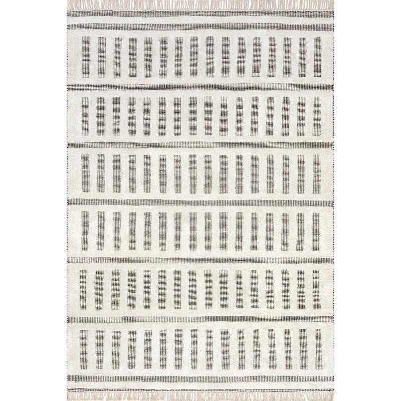 Tapis en coton et laine à pampilles Merrick, Rectangle 6 pi x 9 pi