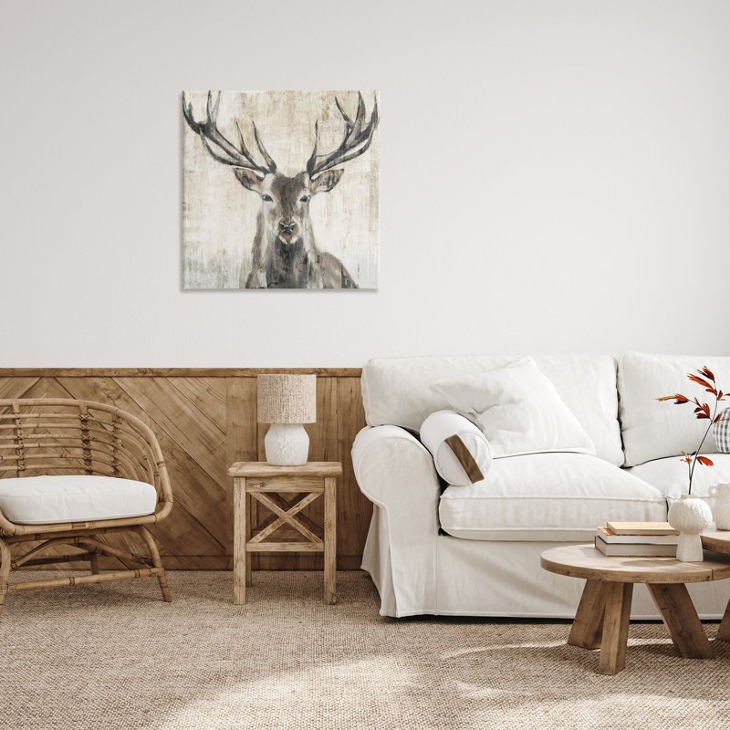 Rustic Deer Elk Wildlife Portrait Canvas Wall Art by Liz Jardine, 30" H x 30" W x 1.5" D