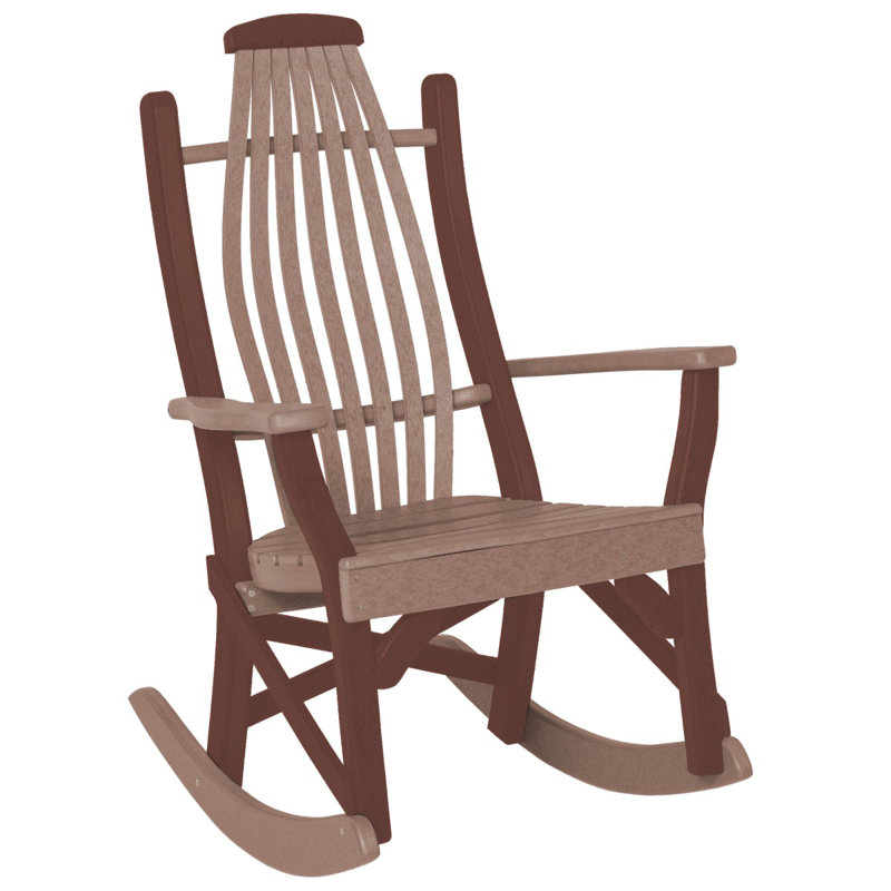 Chaise berçante Bentwood, Bois patiné et brun